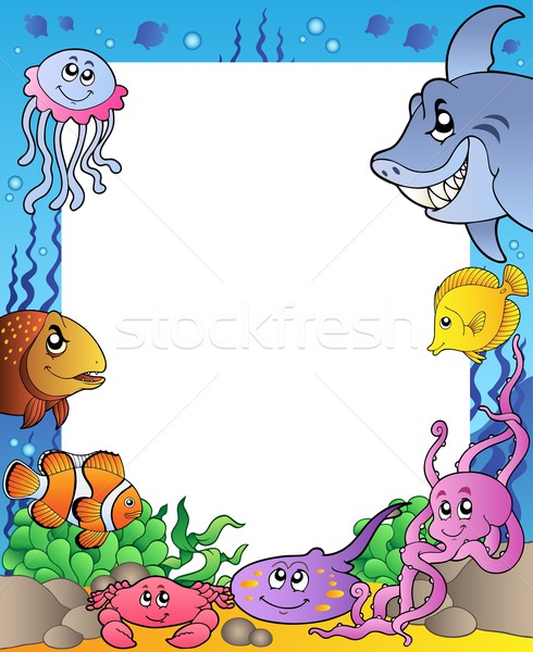 Stock photo: Frame with sea fishes 1