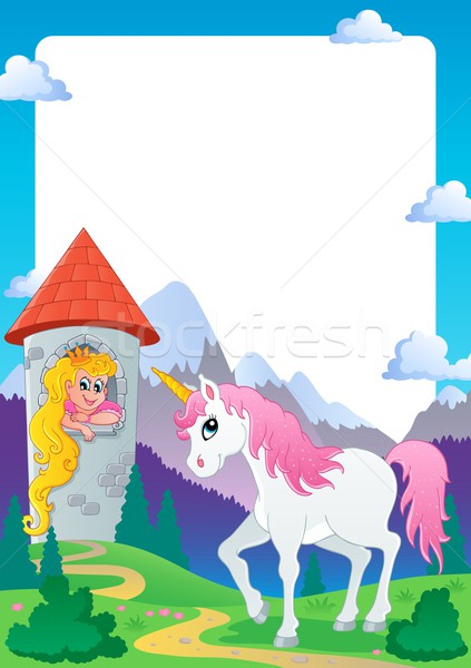 Conte de fées cadre femme heureux cheval cheveux Photo stock © clairev