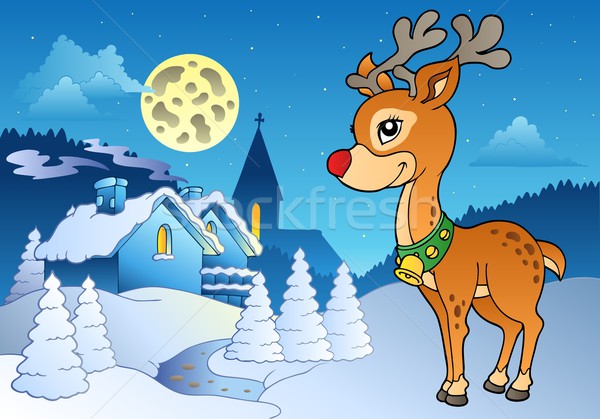 Young Christmas reindeer outdoor 2 Stock photo © clairev