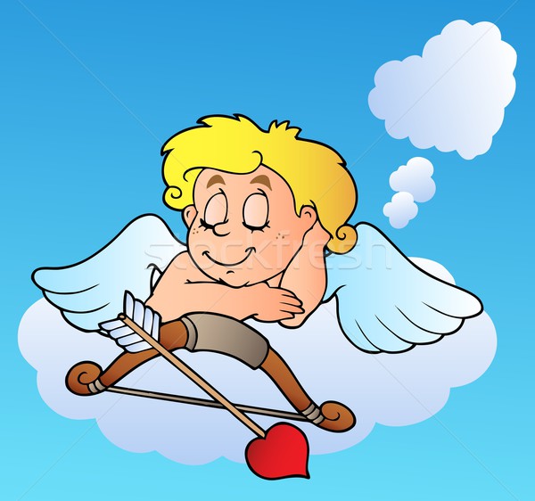 Dreaming Valentine Cupid with bow Stock photo © clairev