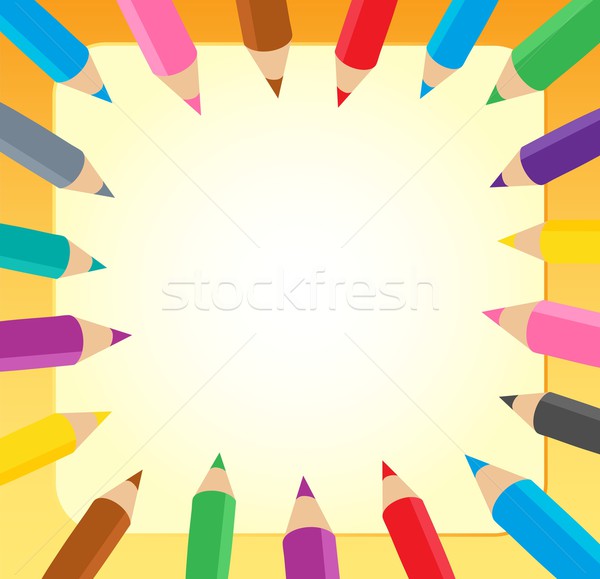 Cadre crayons bureau design crayon éducation [[stock_photo]] © clairev