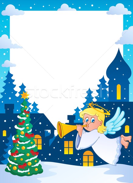 Noël sujet cadre musique neige ange [[stock_photo]] © clairev