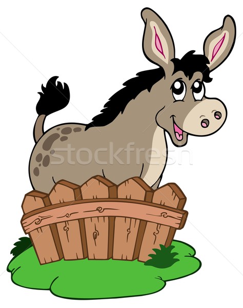 Cartoon donkey behind fence Stock photo © clairev