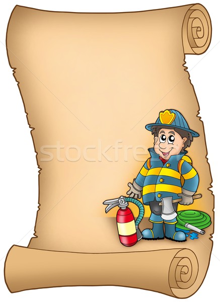 Parchment with fireman Stock photo © clairev