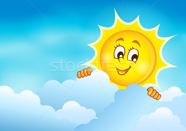 Bewölkt Himmel Sonne Lächeln Wolke lächelnd Stock foto © clairev