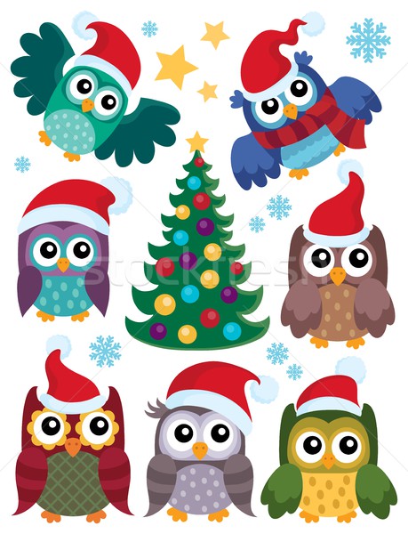 Christmas owls thematic set 1 Stock photo © clairev
