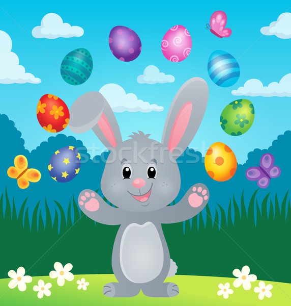 Gestileerde Easter Bunny afbeelding Pasen vlinder gelukkig Stockfoto © clairev