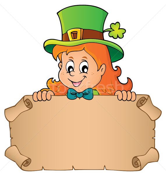 Leprechaun girl holding parchment 1 Stock photo © clairev