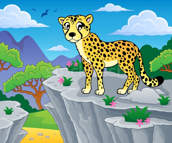 Cheetah afbeelding kunst steen tekening milieu Stockfoto © clairev