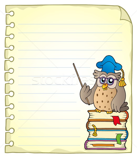 Notebook Seite Eule Lehrer Papier Pfund Stock foto © clairev