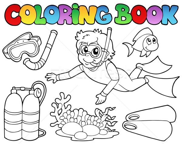 Coloring book with diving theme Stock photo © clairev