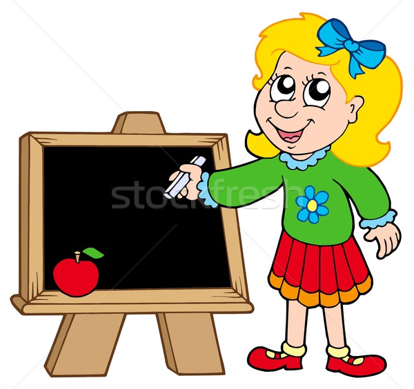 Schoolmeisje schrijven Blackboard kinderen school kind Stockfoto © clairev