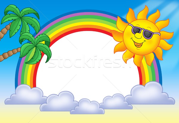 Rahmen Sonne Regenbogen Farbe Illustration Himmel Stock foto © clairev