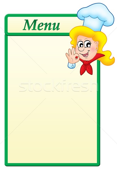 Menu template with cartoon chef woman Stock photo © clairev