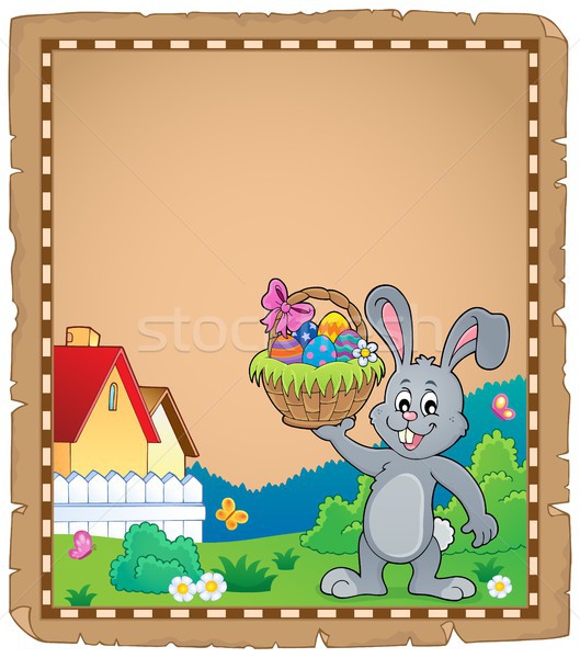 Zdjęcia stock: Pergamin · Easter · bunny · temat · papieru · szczęśliwy · królik