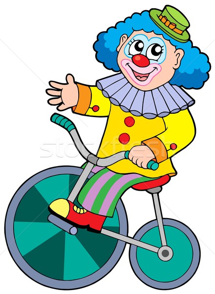 Cartoon clown riding bicycle Stock photo © clairev