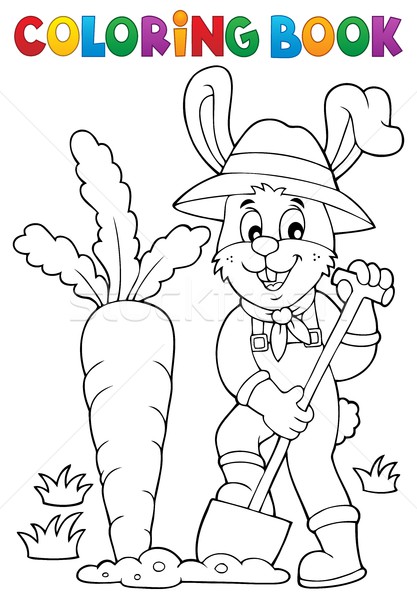 Download Coloring Book Rabbit Gardener Theme 1 Vector Illustration C Clairev 7874226 Stockfresh