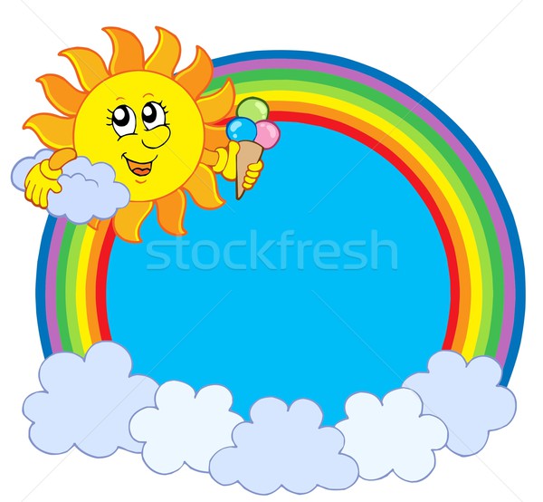 Foto stock: Sol · sorvete · arco-íris · círculo · feliz · natureza