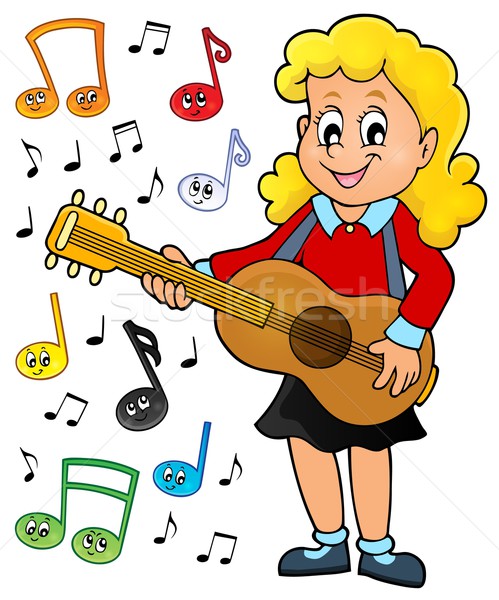 Menina guitarrista imagem sorrir guitarra criança Foto stock © clairev