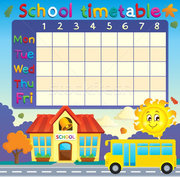школы расписание школьный автобус дома дороги солнце Сток-фото © clairev
