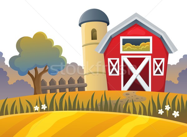 Foto stock: Fazenda · tópico · imagem · árvore · campo · torre