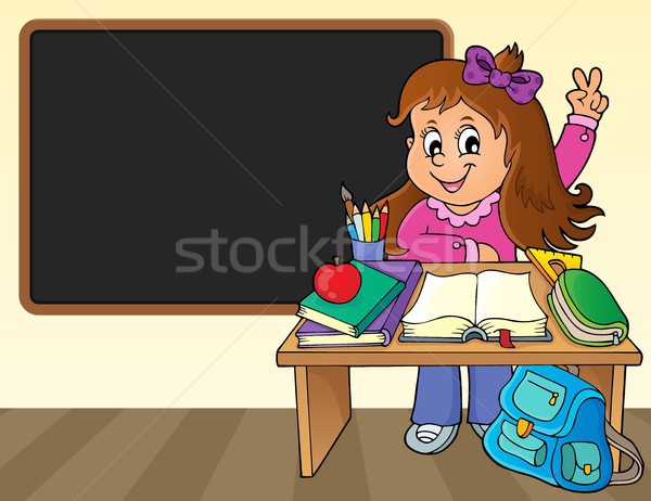 Girl behind school desk theme image 2 Stock photo © clairev