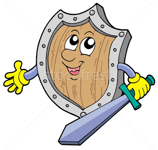 Cute shield with sword Stock photo © clairev