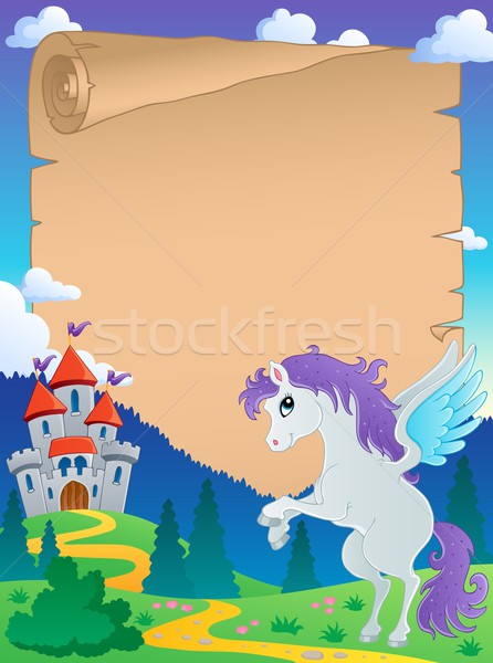 Bajki pergamin szczęśliwy konia sztuki rysunek Zdjęcia stock © clairev