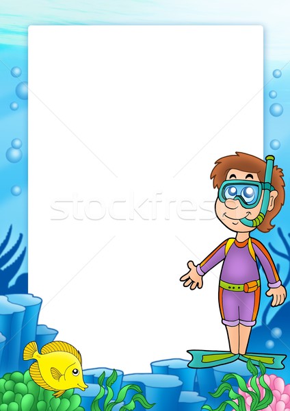 Frame with snorkel diver 2 Stock photo © clairev