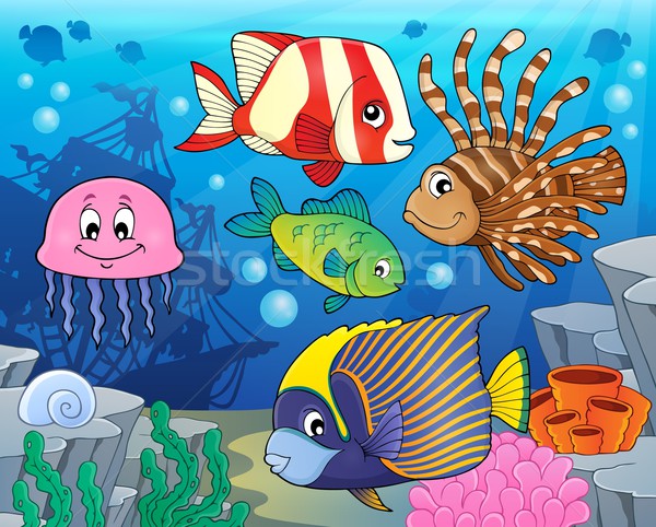 Korallzátony hal kép óceán kő állatok Stock fotó © clairev