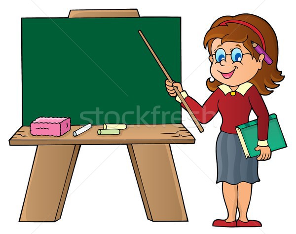 Woman teacher standing by schoolboard Stock photo © clairev