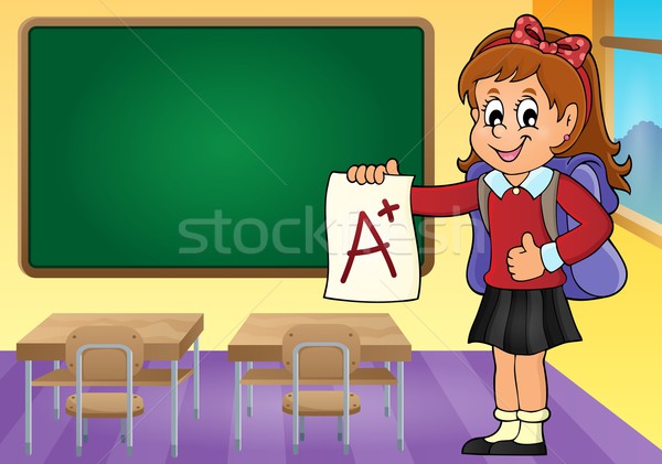 School girl with A plus grade theme 3 Stock photo © clairev