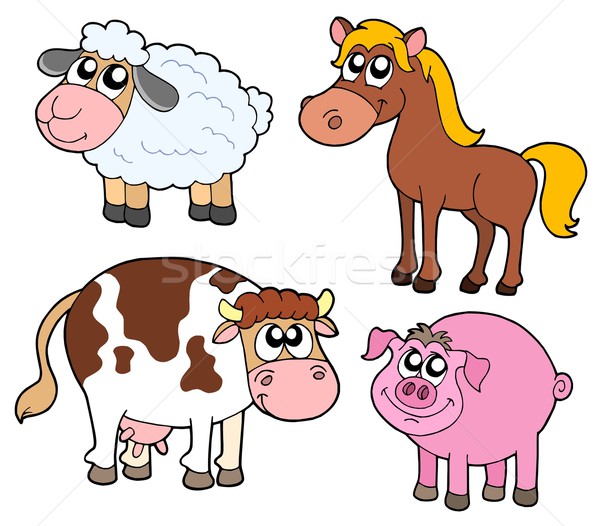 Animaux de la ferme ensemble ferme animaux moutons couleur [[stock_photo]] © clairev