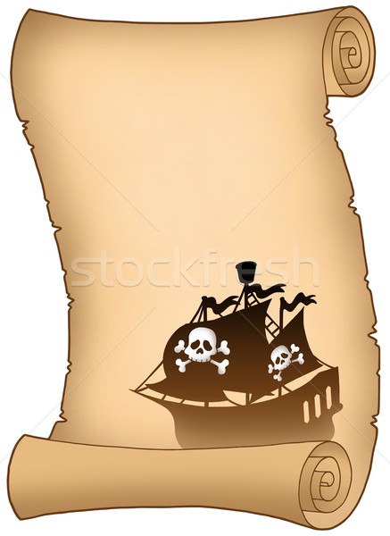 Scroll with pirate ship silhouette Stock photo © clairev