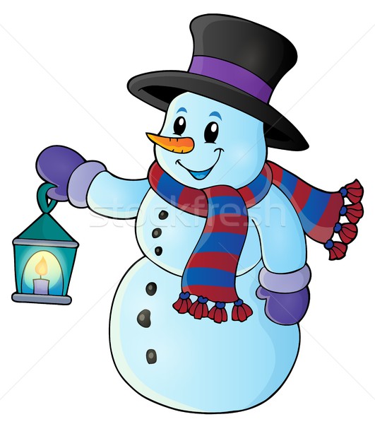 Snowman with lantern theme image 1 Stock photo © clairev