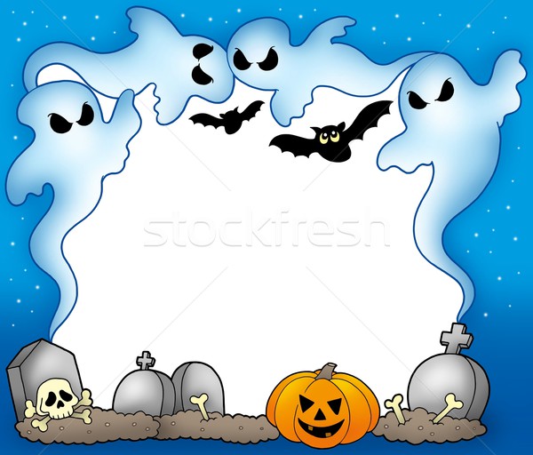 Stock photo: Halloween frame with ghosts 2