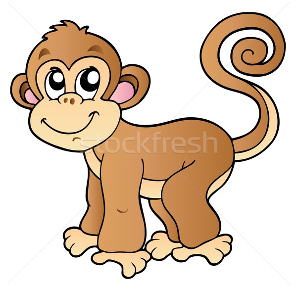 Cute pequeño mono sonrisa arte animales Foto stock © clairev