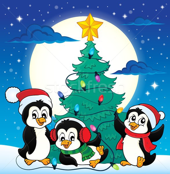 Christmas tree and penguins image 4 Stock photo © clairev