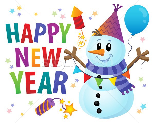 Happy New Year theme with snowman 1 Stock photo © clairev