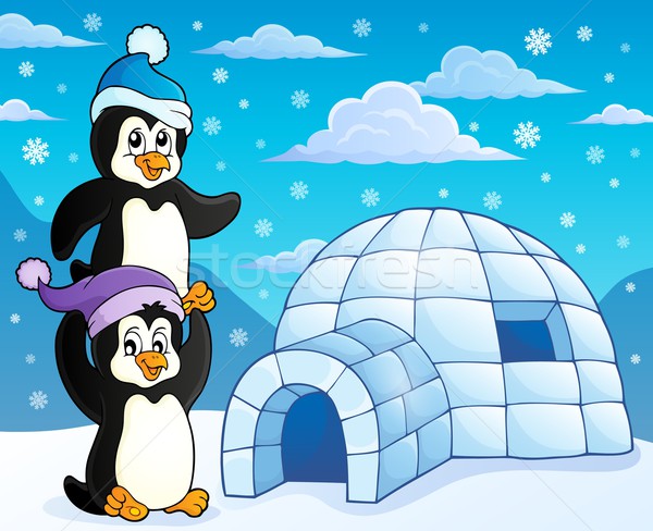 Igloo with penguins theme 3 Stock photo © clairev