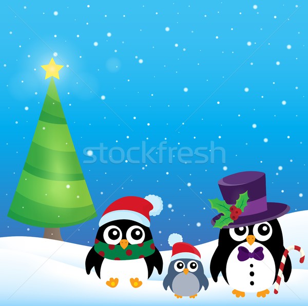 Stylized Christmas penguins theme 3 Stock photo © clairev