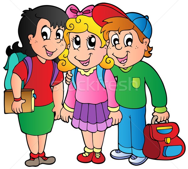 три счастливым школы дети девушки улыбка Сток-фото © clairev