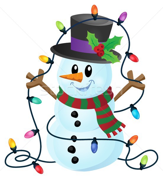 Snowman with Christmas lights image 1 Stock photo © clairev