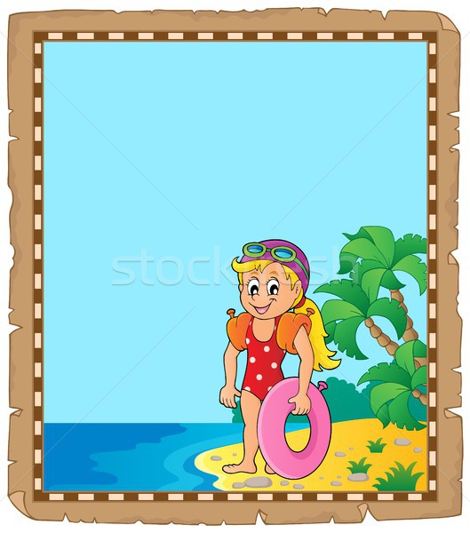 Pergament kleines Mädchen Schwimmer Wasser Papier Sport Stock foto © clairev