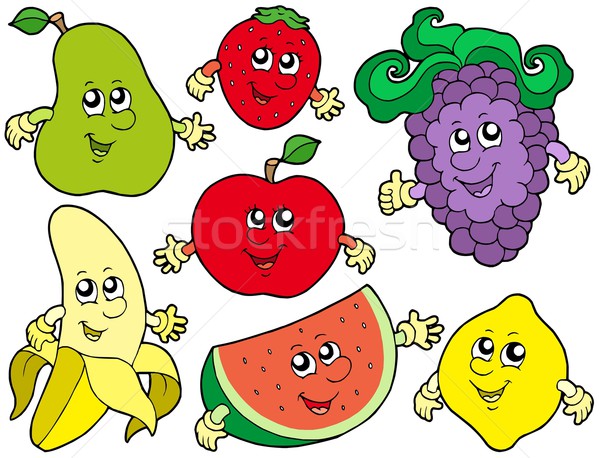 Stock photo: Cartoon fruits collection 2