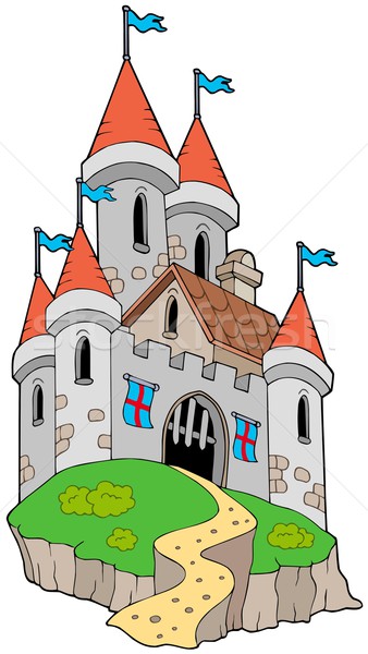Espectacular medieval castillo colina edificio bandera Foto stock © clairev