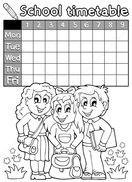 Coloring book school timetable 4 Stock photo © clairev