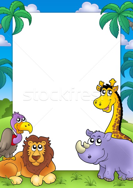 African frame with animals 3 Stock photo © clairev