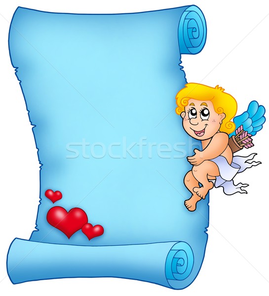 Cupid holding Velentine parchment Stock photo © clairev