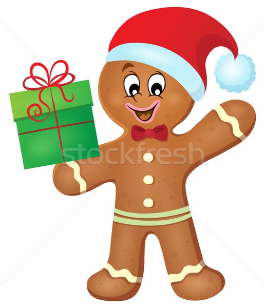 Gingerbread man obraz żywności hat obecnej pakiet Zdjęcia stock © clairev